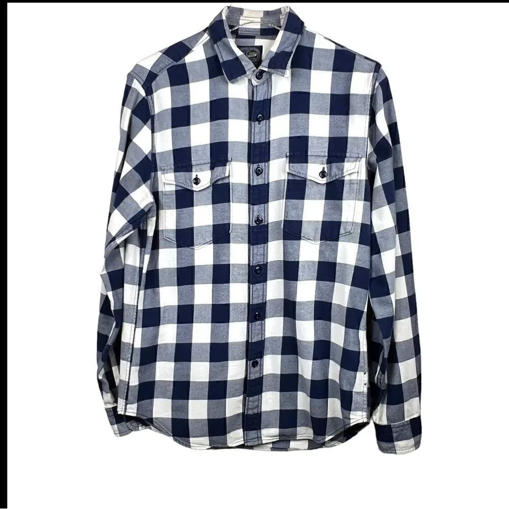 J.Crew Sportmen's Outfitter Long Sleeve Button Up Shirt Blue & White Men's Small